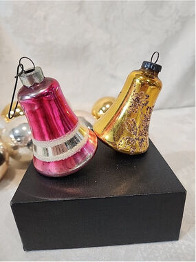 2 Shiny Brite Ornaments USA And West Germany Bells